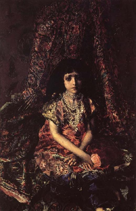 Mikhail Vrubel Girl Against a perslan carpet Germany oil painting art
